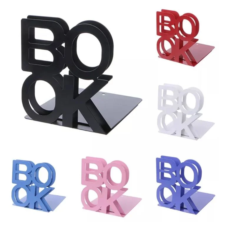 Custom Book Letter Shaped Home Office Book Ends Metal Bookends