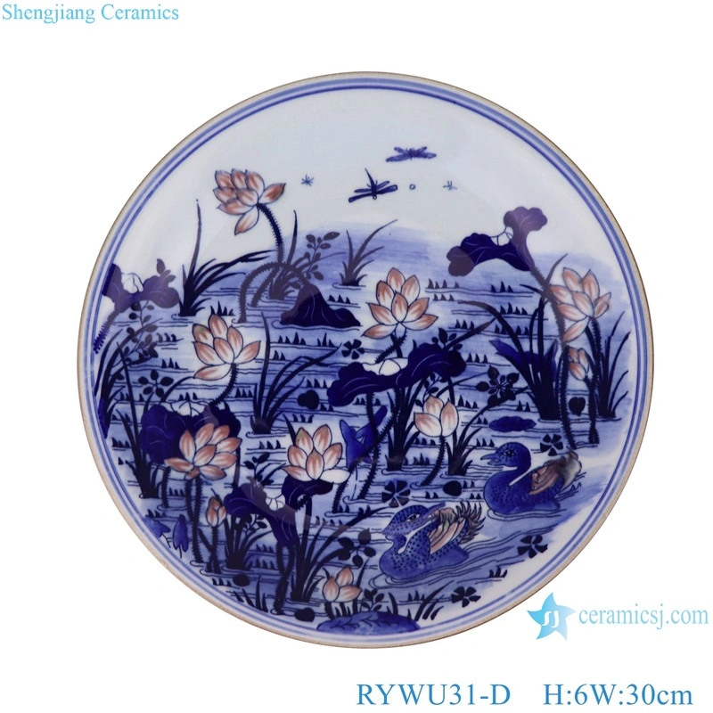 Jingdezhen Porcelain Underglazed Red Landscape, Dragon, Different Flower and Bird Pattern Ceramic Decorative Plate