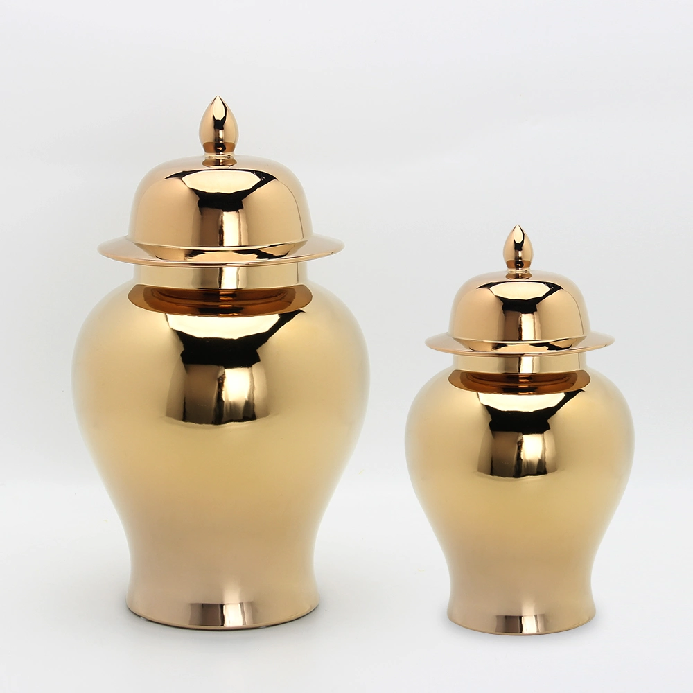 J082G Luxury Ceramic Gold Ginger Jar Sets Minimalist Home Decor Kitchen Porcelain Honey Storage Bottle