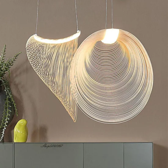 Luces colgantes LED de madera minimalistas nórdicas, lustre artístico de diseñador para sala de estar, comedor, lámpara de café (WH-WP-76)